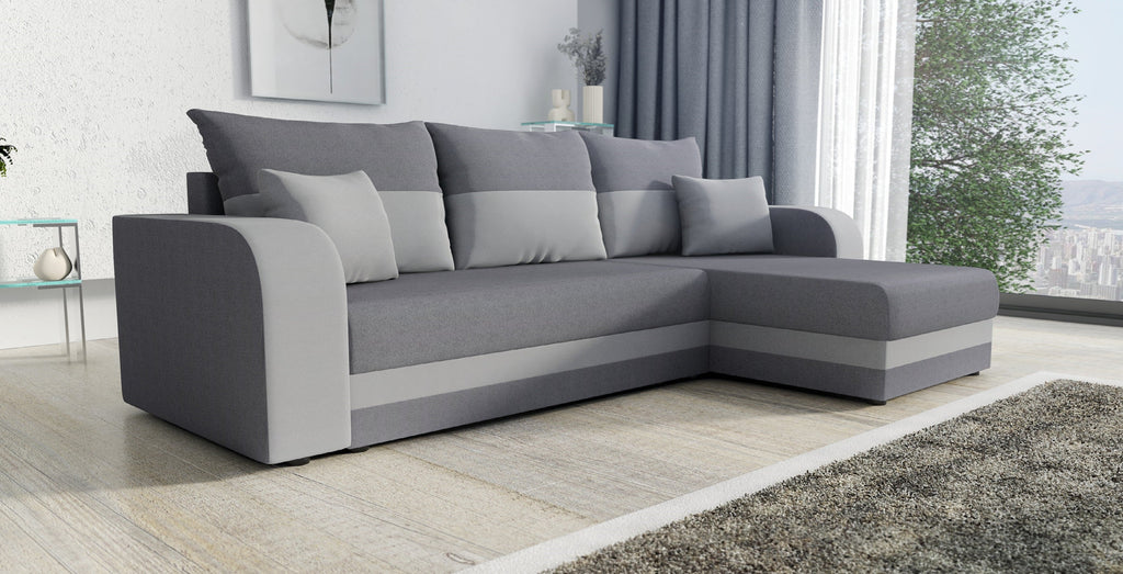 CANAPÉ D'ANGLE CONVERTIBLE HAWO 242 CM, ANGLE RÉVERSIBLE / MOUSSE + RESSORTS
