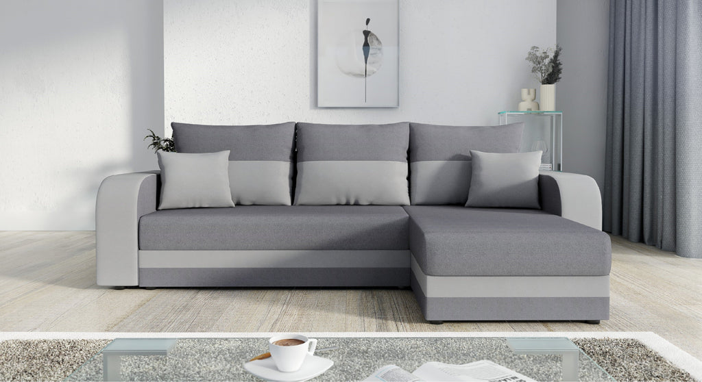 CANAPÉ D'ANGLE CONVERTIBLE HAWO 242 CM, ANGLE RÉVERSIBLE / MOUSSE + RESSORTS