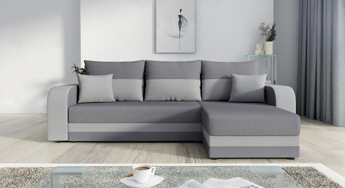 CANAPÉ D'ANGLE CONVERTIBLE HAWO 242 CM, ANGLE RÉVERSIBLE / MOUSSE + RESSORTS