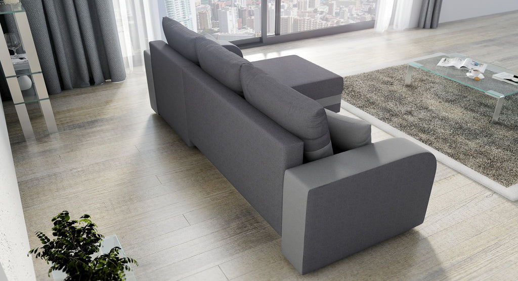CANAPÉ D'ANGLE CONVERTIBLE HAWO 242 CM, ANGLE RÉVERSIBLE / MOUSSE + RESSORTS