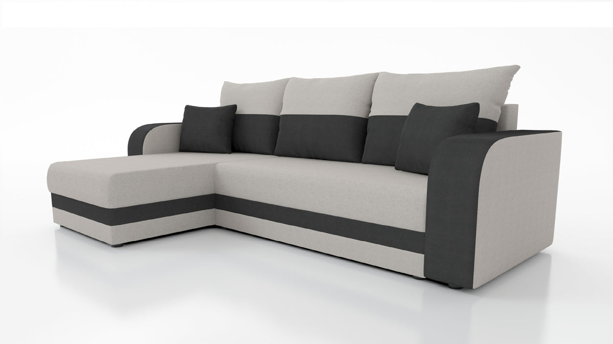 CANAPÉ D'ANGLE CONVERTIBLE HAWO 242 CM, ANGLE RÉVERSIBLE / MOUSSE + RESSORTS