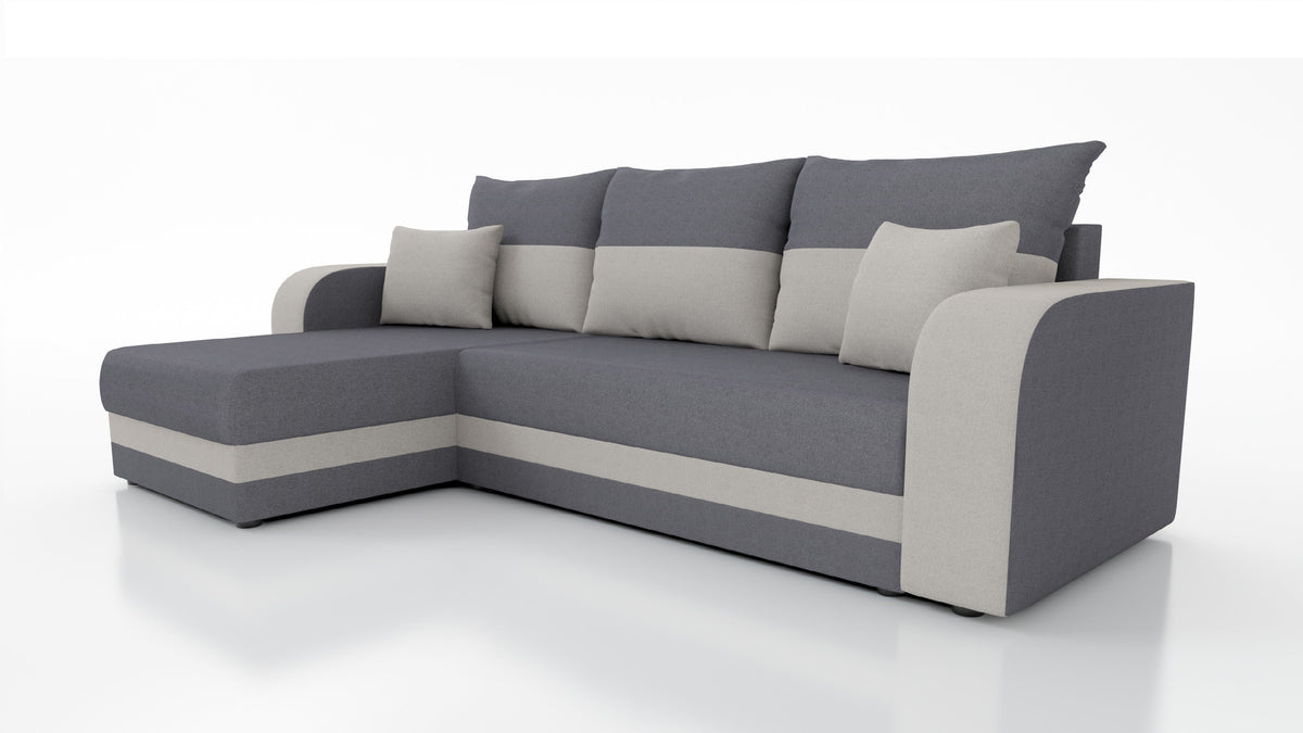 CANAPÉ D'ANGLE CONVERTIBLE HAWO 242 CM, ANGLE RÉVERSIBLE / MOUSSE + RESSORTS