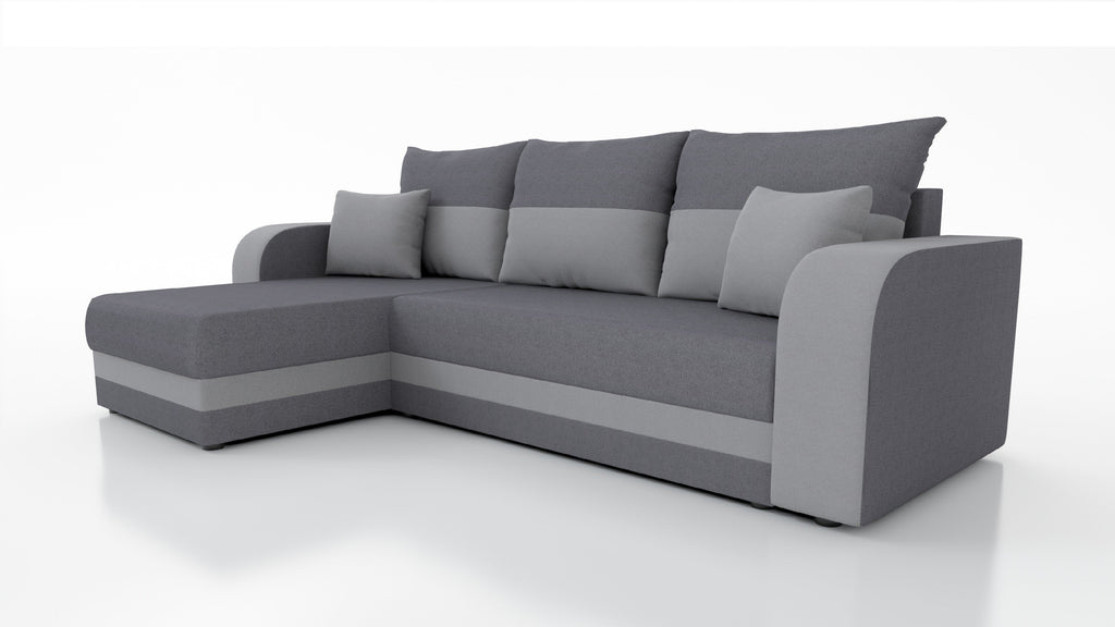 CANAPÉ D'ANGLE CONVERTIBLE HAWO 242 CM, ANGLE RÉVERSIBLE / MOUSSE + RESSORTS