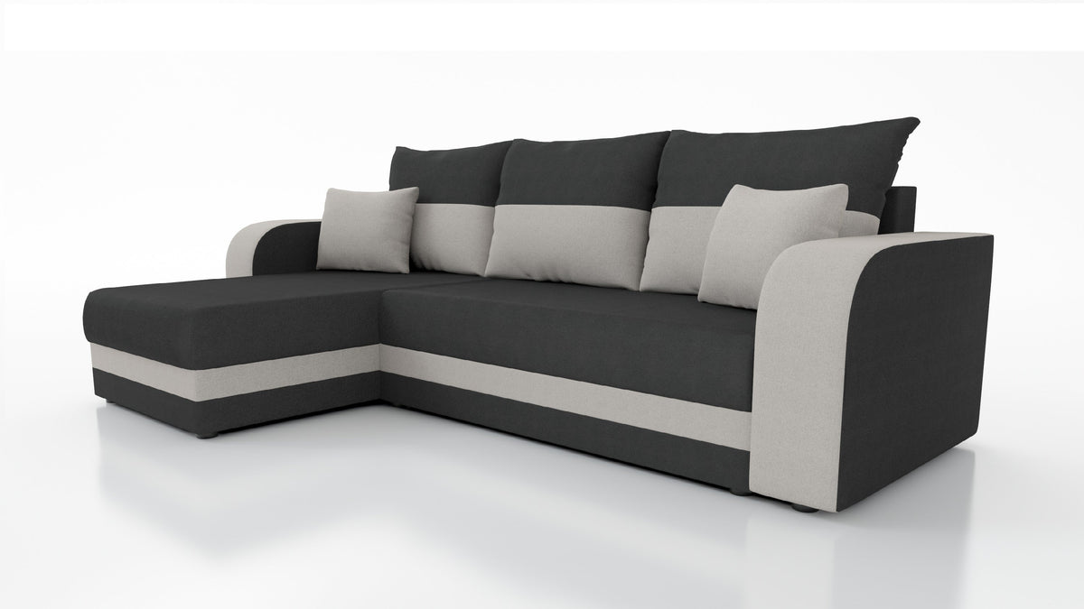 CANAPÉ D'ANGLE CONVERTIBLE HAWO 242 CM, ANGLE RÉVERSIBLE / MOUSSE + RESSORTS