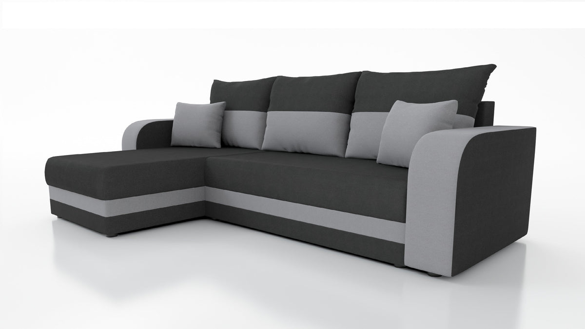 CANAPÉ D'ANGLE CONVERTIBLE HAWO 242 CM, ANGLE RÉVERSIBLE / MOUSSE + RESSORTS