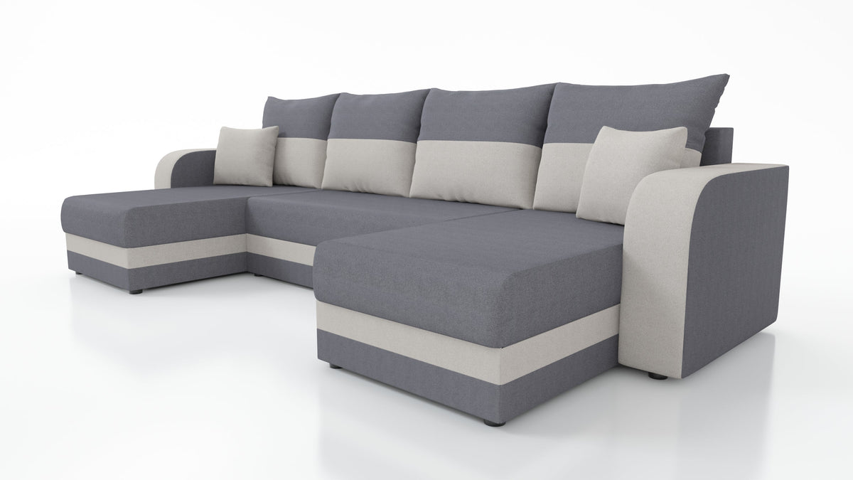 CANAPÉ D'ANGLE CONVERTIBLE HAWO EN U 278 CM / MOUSSE + RESSORTS