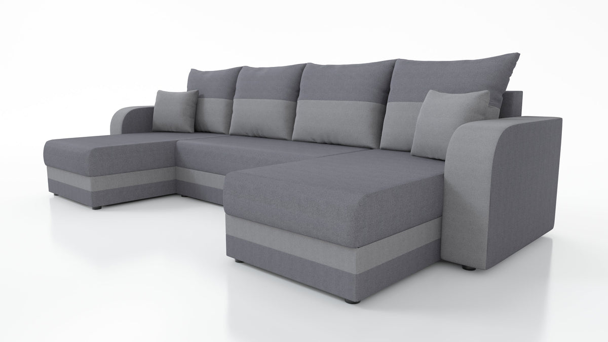 CANAPÉ D'ANGLE CONVERTIBLE HAWO EN U 278 CM / MOUSSE + RESSORTS