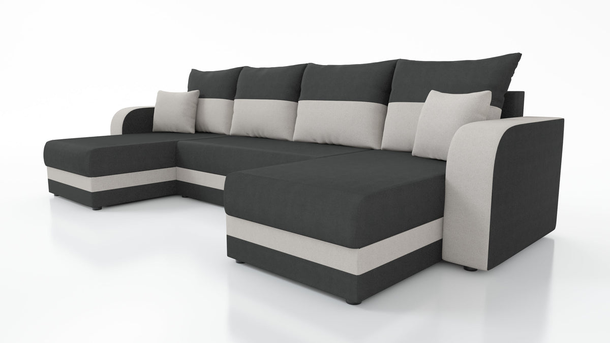 CANAPÉ D'ANGLE CONVERTIBLE HAWO EN U 278 CM / MOUSSE + RESSORTS