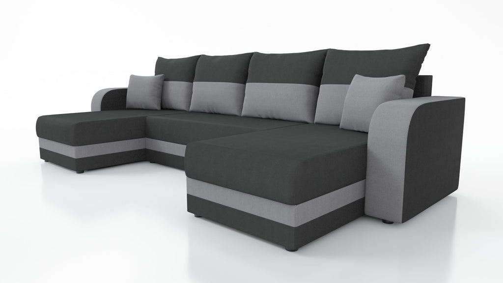 CANAPÉ D'ANGLE CONVERTIBLE HAWO EN U 278 CM / MOUSSE + RESSORTS