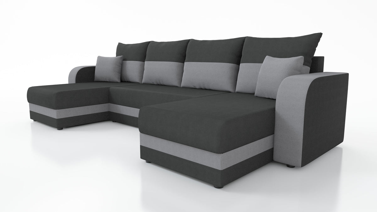 CANAPÉ D'ANGLE CONVERTIBLE HAWO EN U 278 CM / MOUSSE + RESSORTS