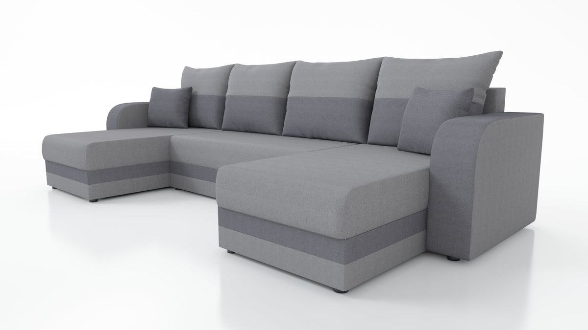 CANAPÉ D'ANGLE CONVERTIBLE HAWO EN U 278 CM / MOUSSE + RESSORTS