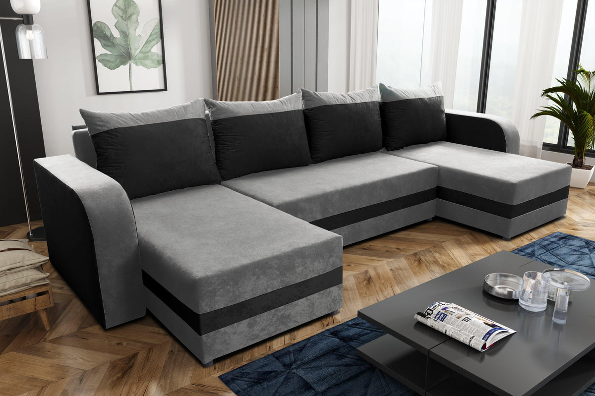 CANAPÉ D'ANGLE LIT ALEXA FORME U 304CM / MOUSSE