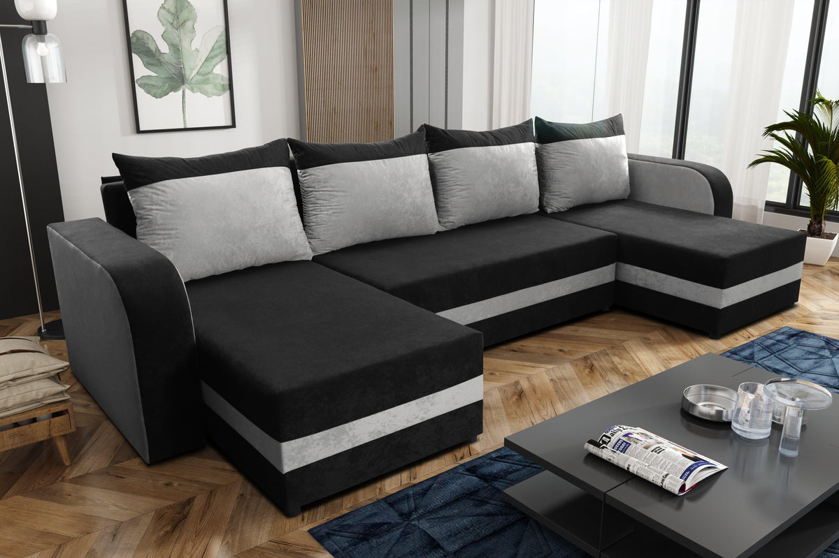 CANAPÉ D'ANGLE LIT ALEXA FORME U 304CM / MOUSSE