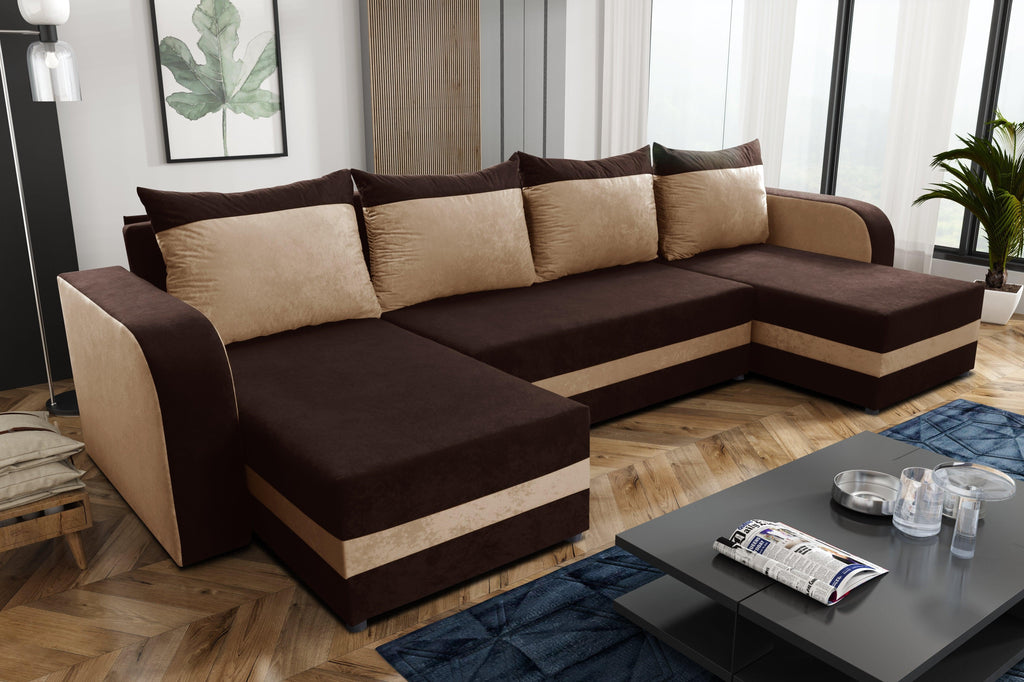 CANAPÉ D'ANGLE LIT ALEXA FORME U 304CM / MOUSSE