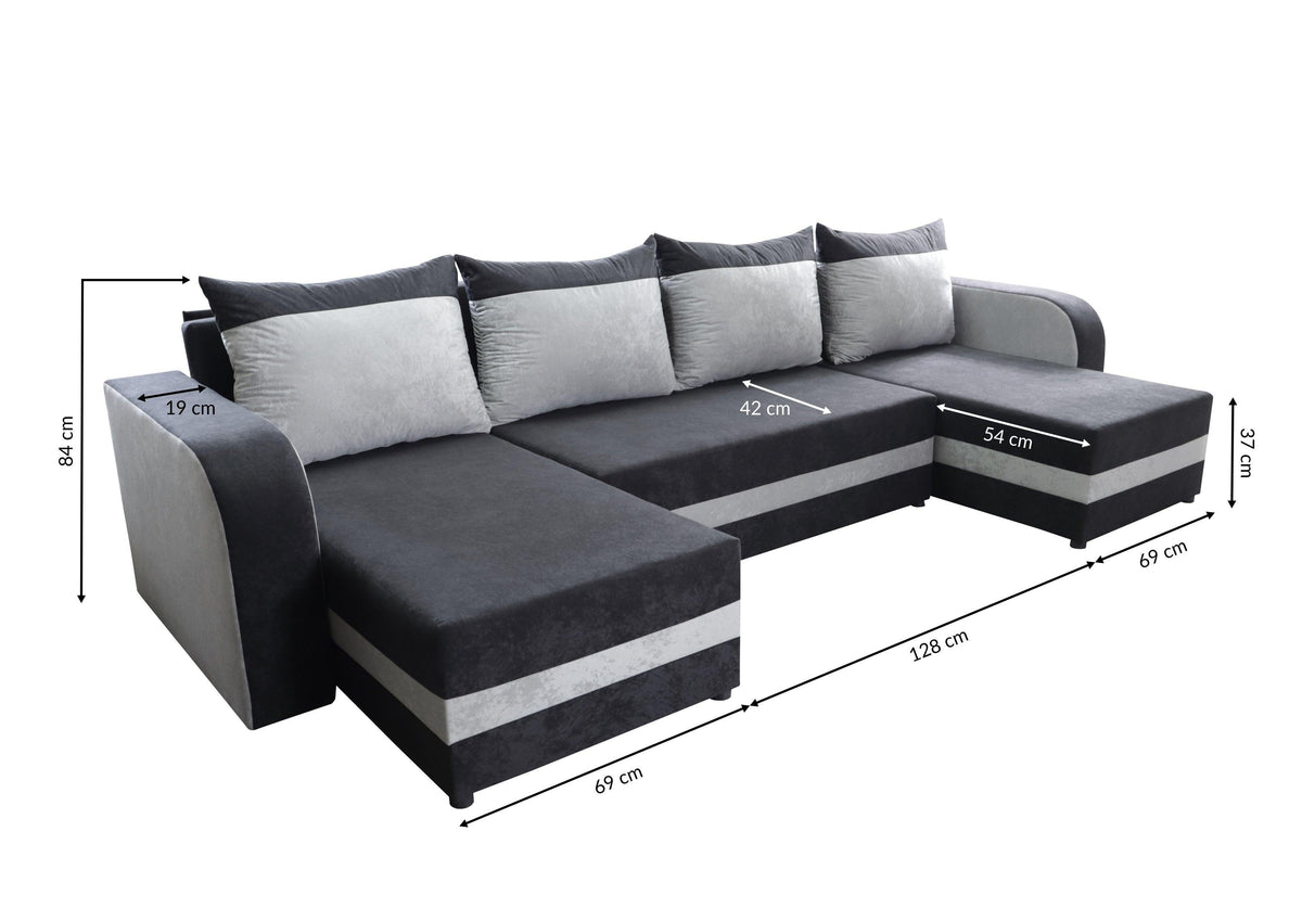 CANAPÉ D'ANGLE LIT ALEXA FORME U 304CM / MOUSSE