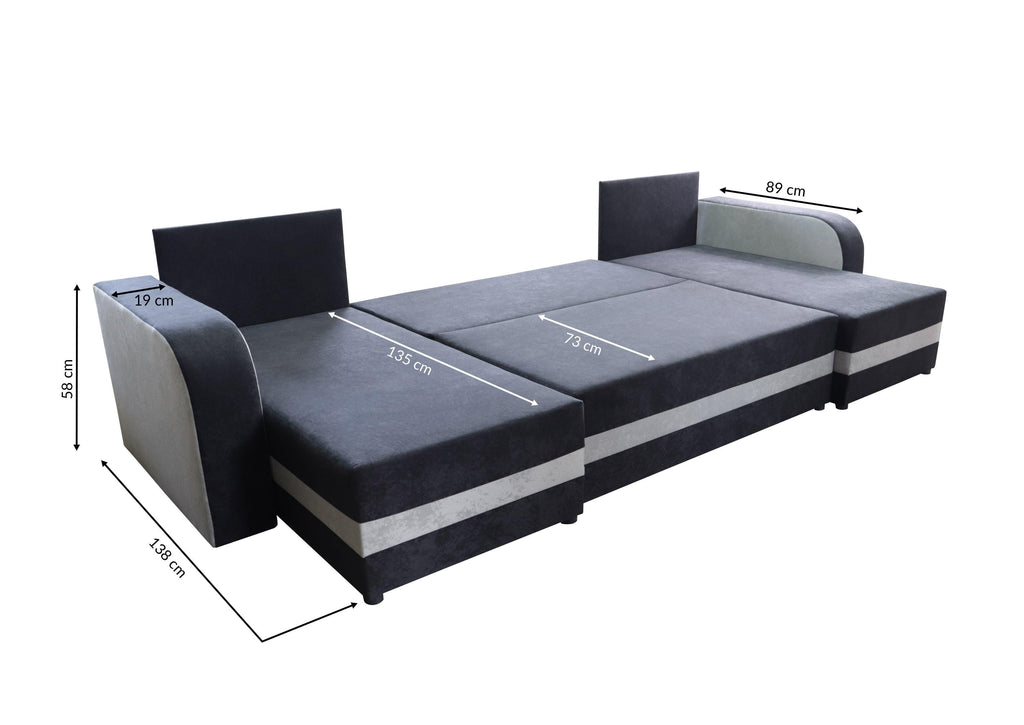 CANAPÉ D'ANGLE LIT ALEXA FORME U 304CM / MOUSSE