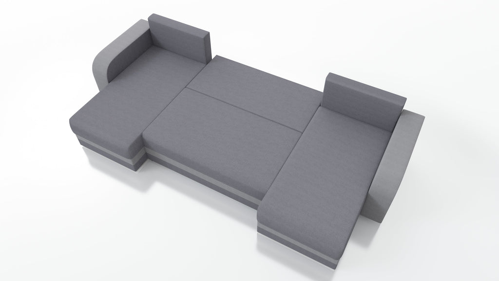 CANAPÉ D'ANGLE CONVERTIBLE HAWO EN U 278 CM / MOUSSE + RESSORTS
