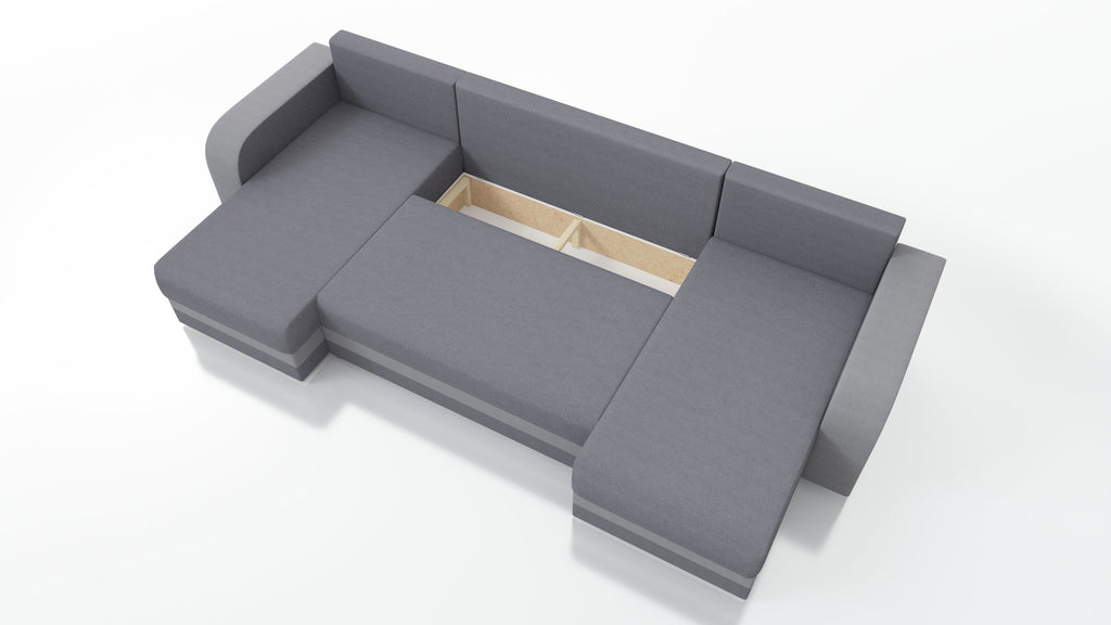 CANAPÉ D'ANGLE CONVERTIBLE HAWO EN U 278 CM / MOUSSE + RESSORTS
