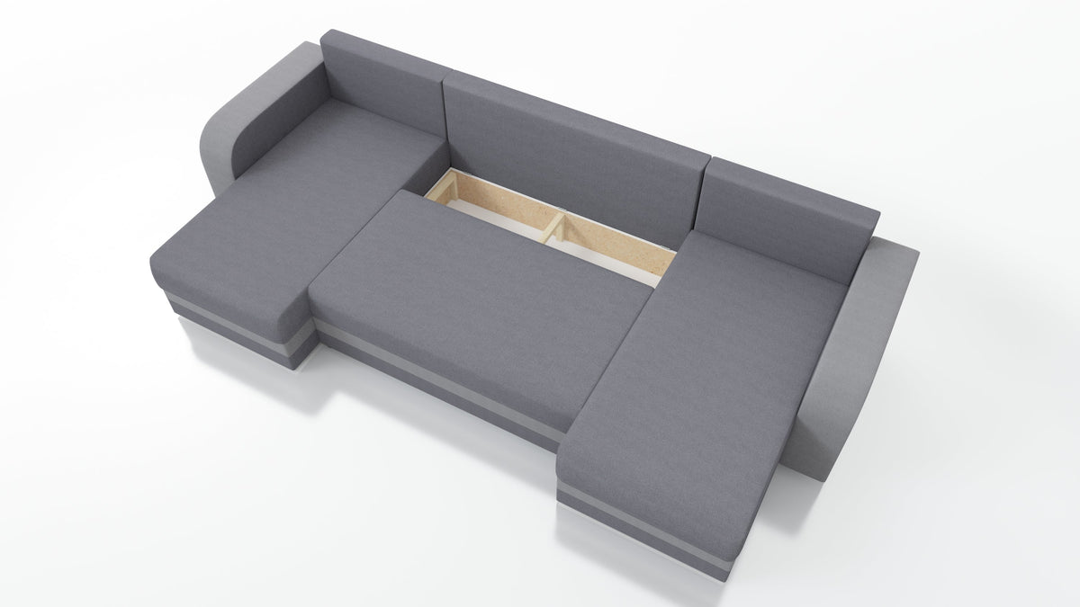 CANAPÉ D'ANGLE CONVERTIBLE HAWO EN U 278 CM / MOUSSE + RESSORTS