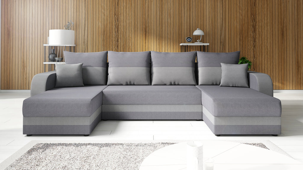 CANAPÉ D'ANGLE CONVERTIBLE HAWO EN U 278 CM / MOUSSE + RESSORTS