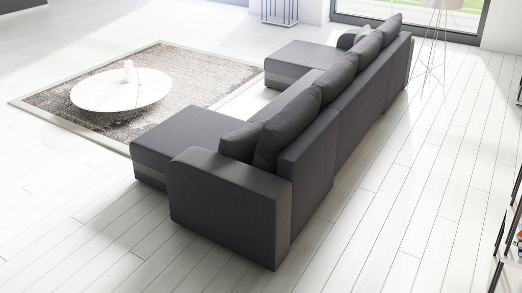 CANAPÉ D'ANGLE CONVERTIBLE HAWO EN U 278 CM / MOUSSE + RESSORTS