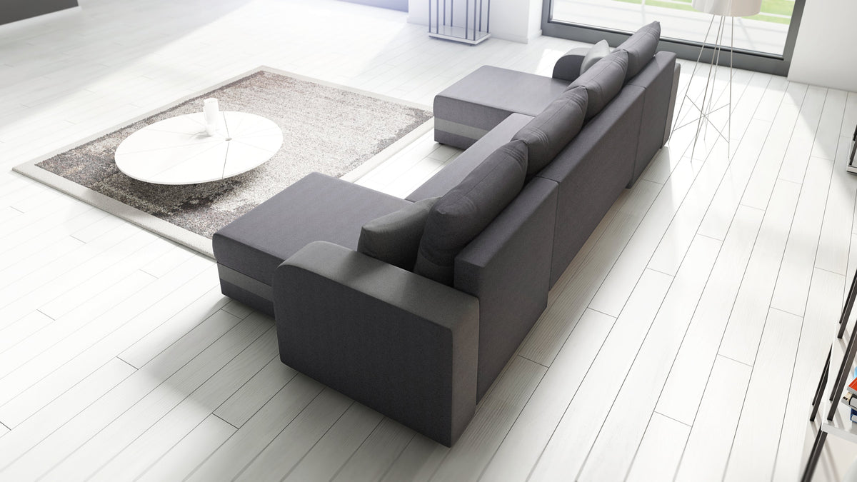 CANAPÉ D'ANGLE CONVERTIBLE HAWO EN U 278 CM / MOUSSE + RESSORTS